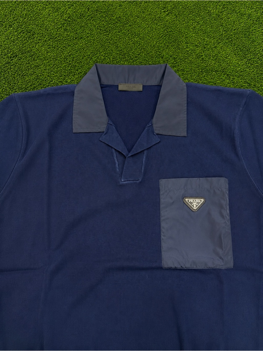 Prada Milano Emblem Dark Blue Collar Polo Size XL - Picture 2 of 3